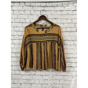 Altar’d State Boho Crop Full Top Women S Long Sleeve Button